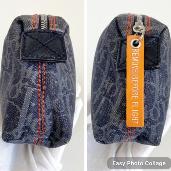 VINTAGE Christian Dior Flight Line Oblique Denim Pouch - Picture 7 of 9